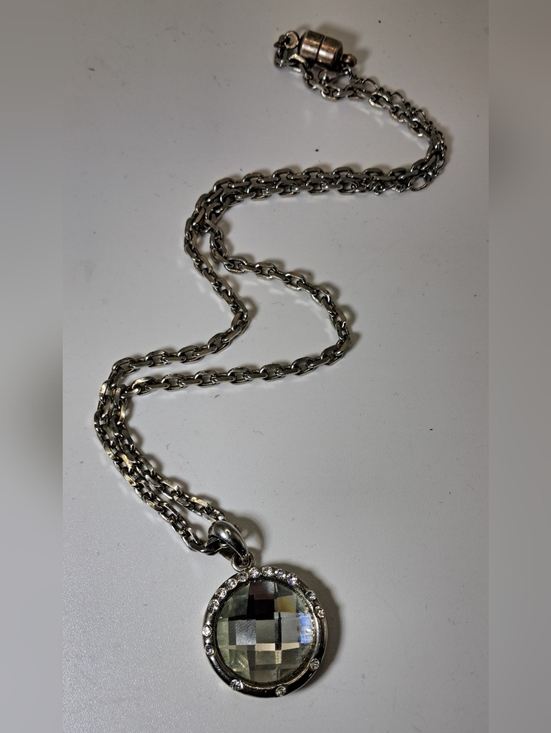 Jewelry - Stainless Steel Polished Charcoal Glass Necklace